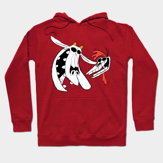 Cow And Chicken Skulls Hoodie by TheDeathOfMyChildhood1